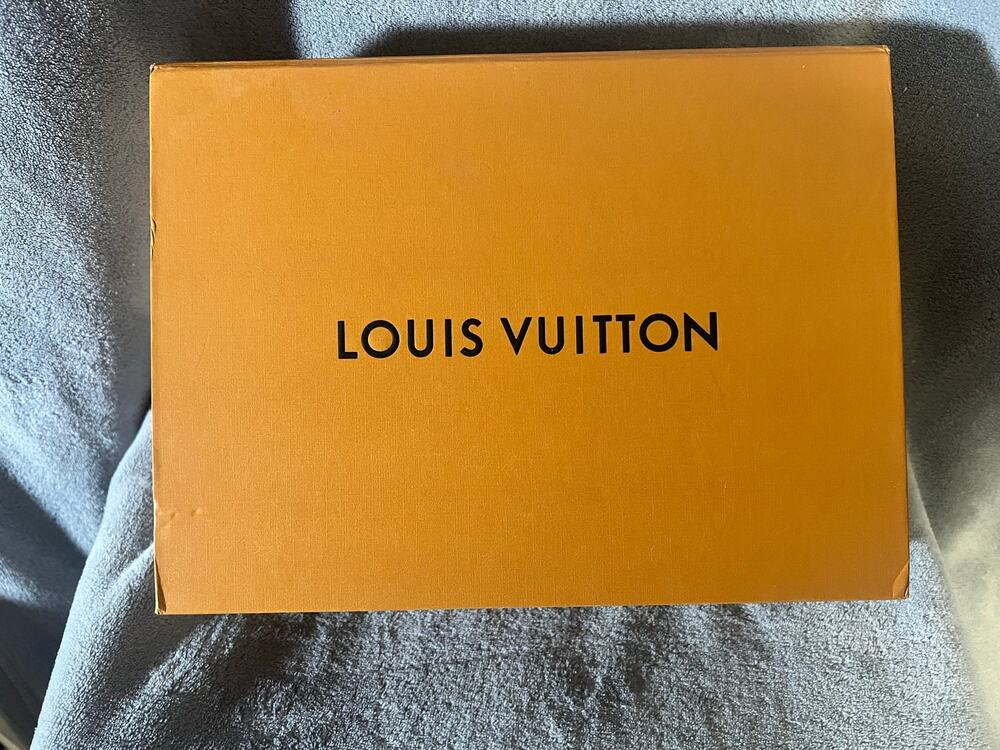 LV Orange and Blue Small Accessory Box wDust Bag and Ribbon size 10.5x7.5x3.5